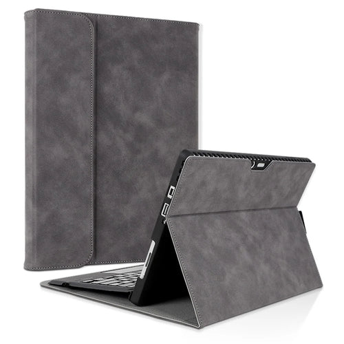 For Microsoft Surface Pro 9 PU Leather Keyboard Case Adjustable Stand Anti-drop Tablet Cover - Grey - 1