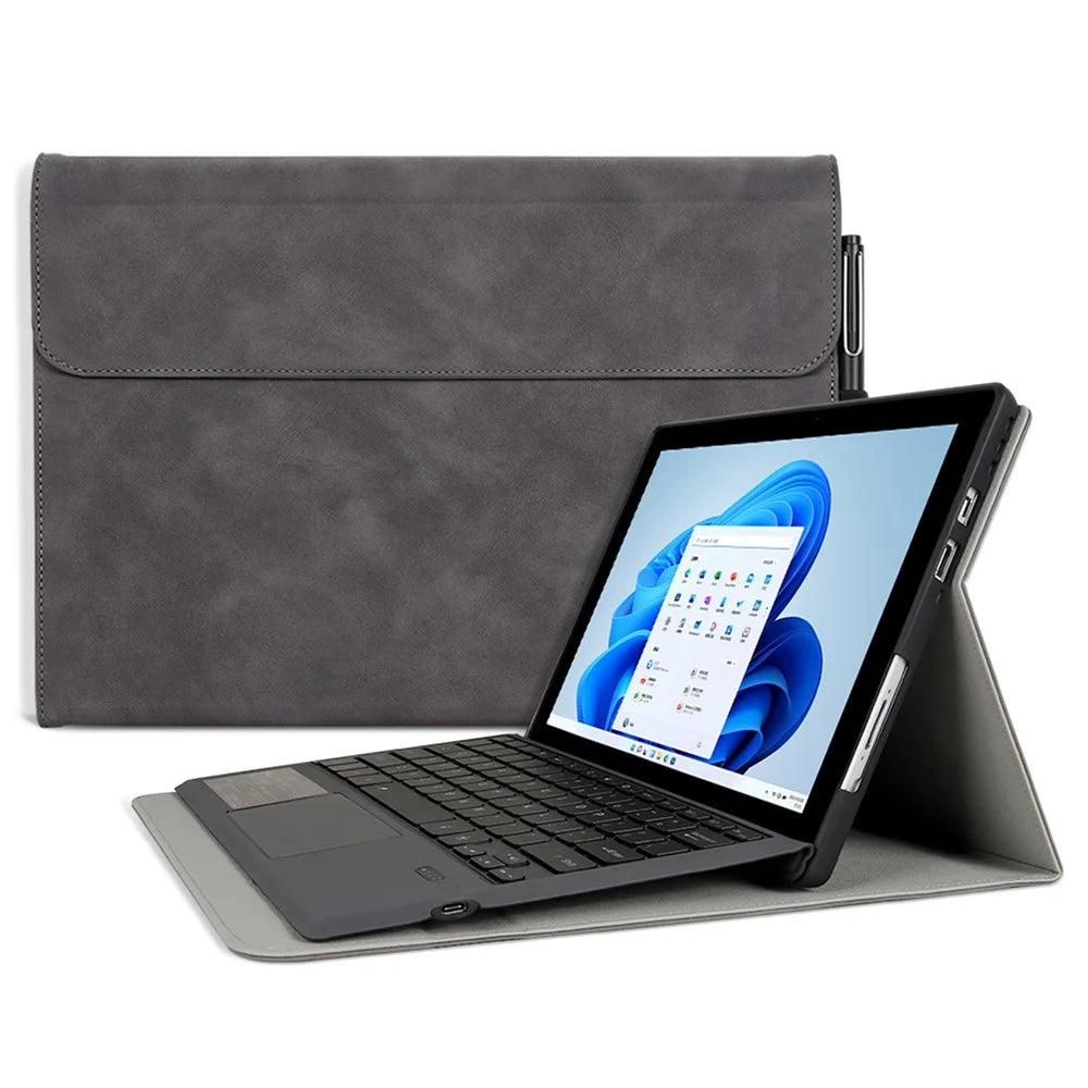 For Microsoft Surface Pro 9 PU Leather Keyboard Case Adjustable Stand Anti-drop Tablet Cover - Grey - 3