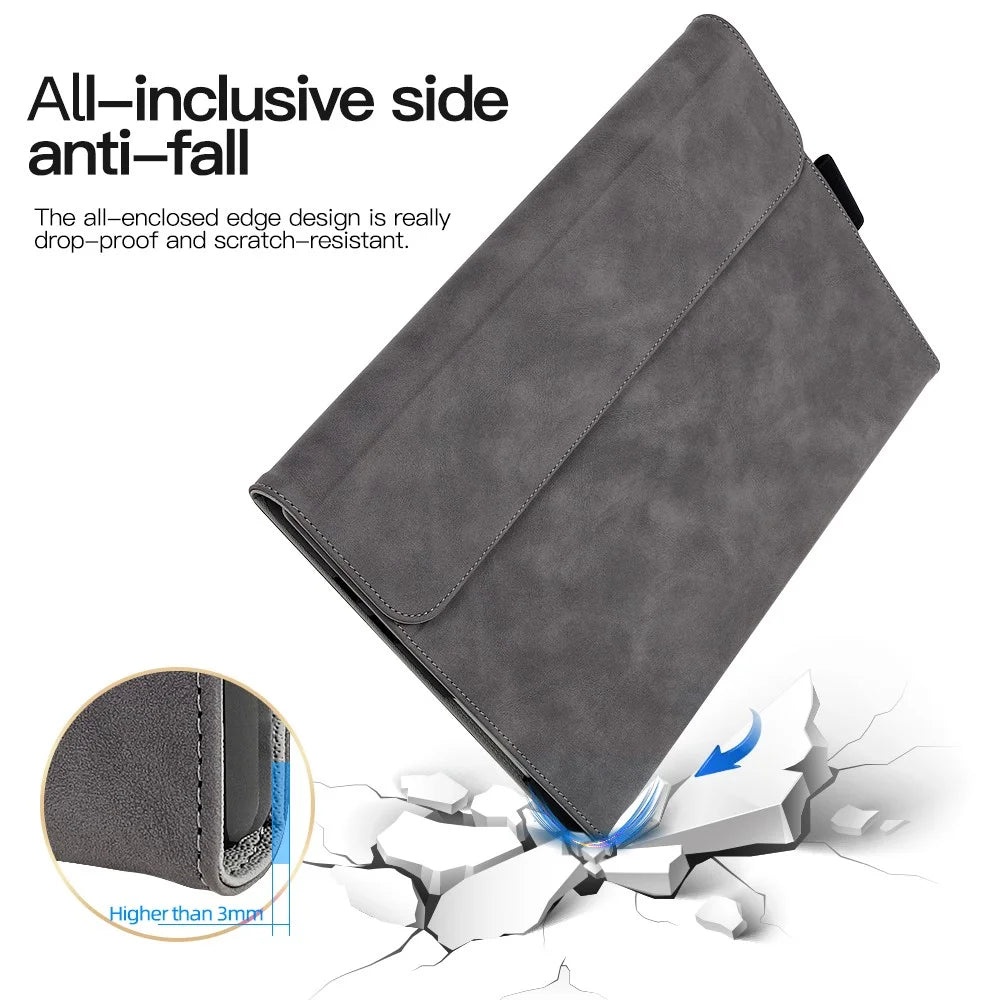 For Microsoft Surface Pro 9 PU Leather Keyboard Case Adjustable Stand Anti-drop Tablet Cover - Grey - 5