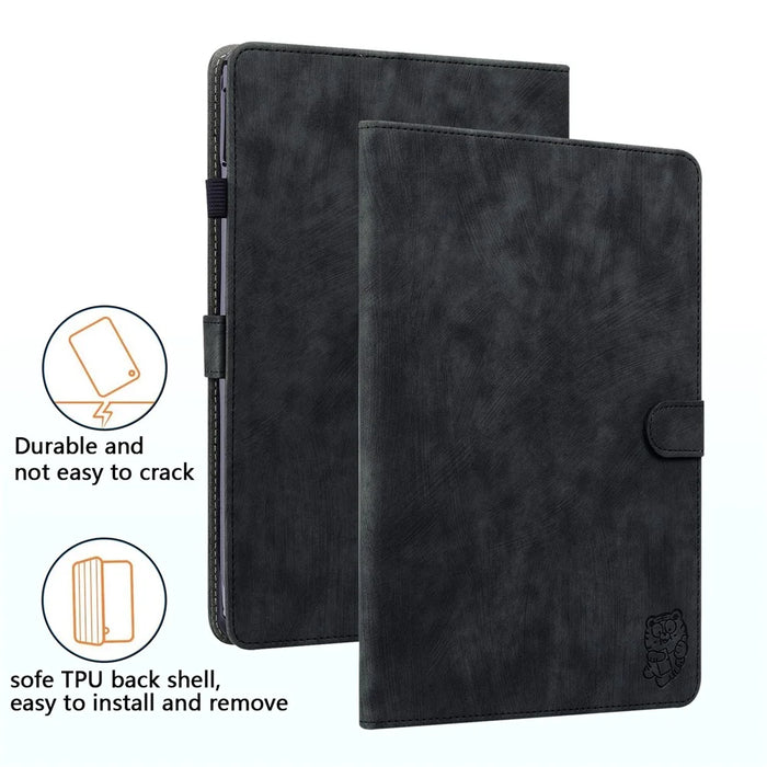 For Lenovo Tab P11 Gen 2 PU Leather Case Cute Tiger Pattern Stand Tablet Protective Sleeve Smart Cover - Black - 6