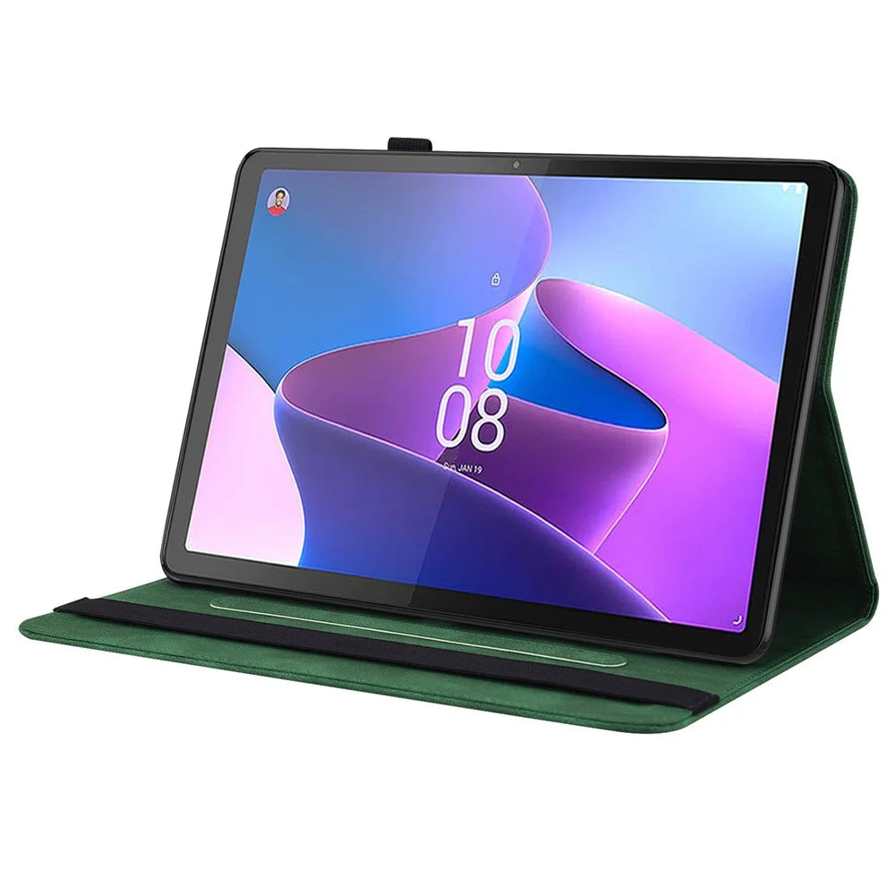 For Lenovo Tab P11 Gen 2 Shockproof Case Butterfly Flower Imprinted Leather Cover with Card Slot - Green - 3