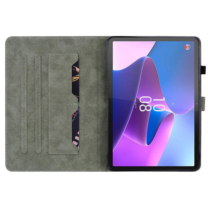 Shockproof Case for Lenovo Tab P11 Pro Gen 2 PU Leather Stand Case Cute Tiger Pattern Flip Cover with Card Holder - Black - 2