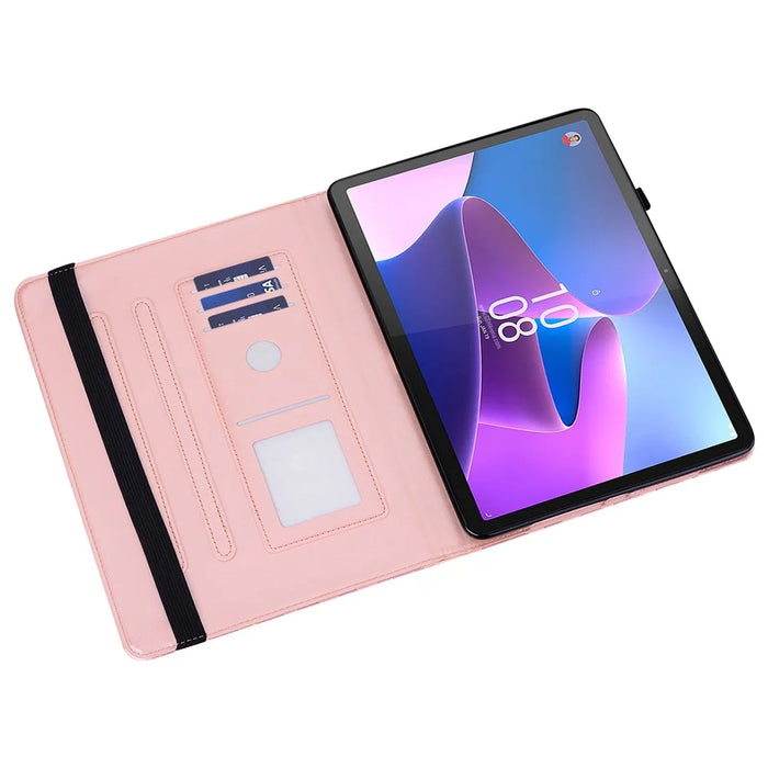 PU Leather Case for Lenovo Tab P11 Gen 2 Protective Cover Tree Deer Imprinted Stand Case with Card Slots - Rose Gold - 2