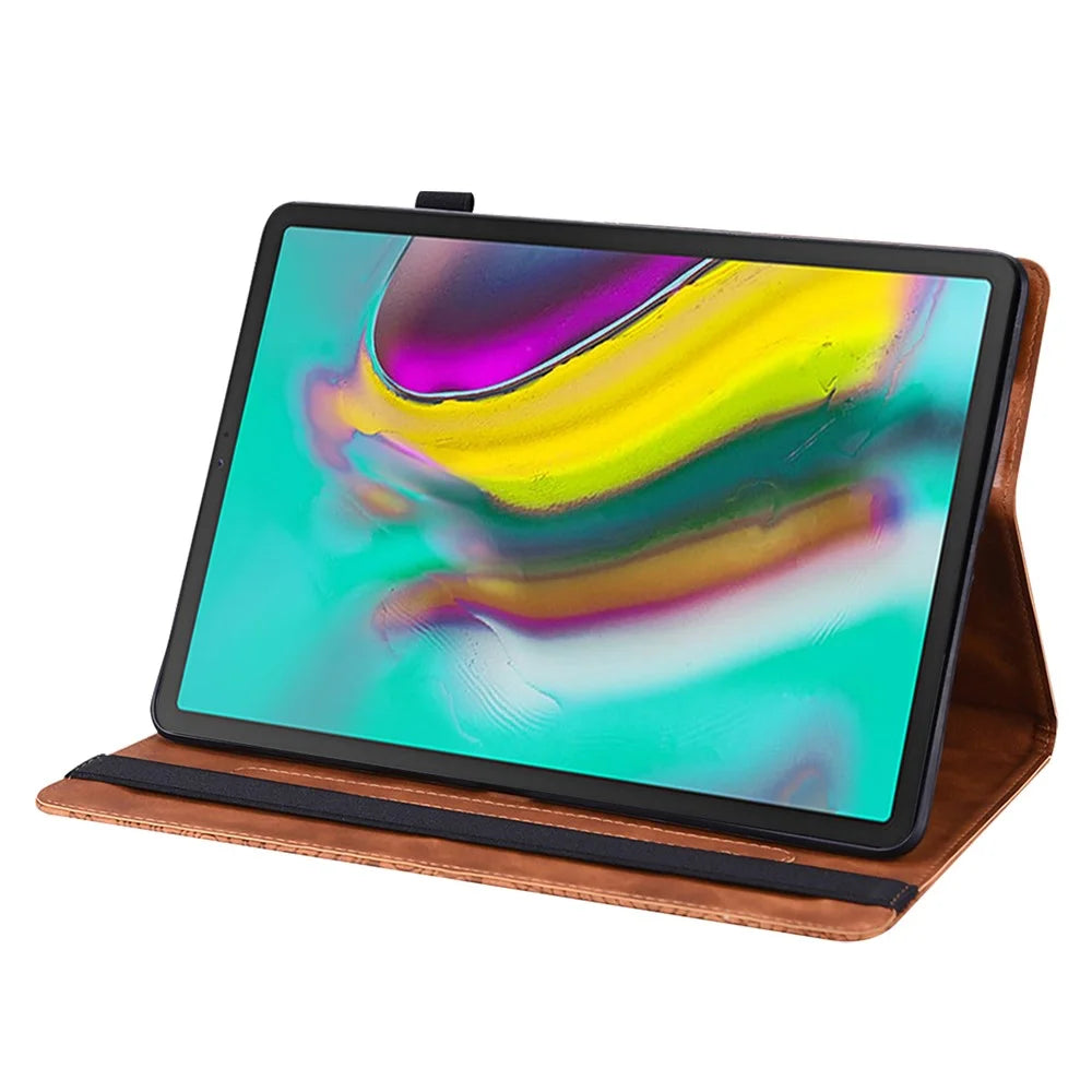 For Samsung Galaxy Tab S5e SM-T720 PU Leather Stand Tablet Case Flower Imprinting Card Holder Protection Cover - Brown - 4
