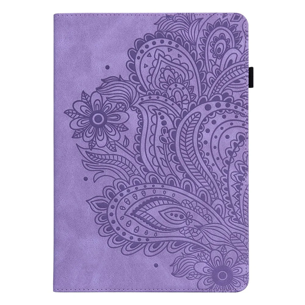 For Lenovo Tab P11 Pro Gen 2 PU Leather Stand Drop-proof Case Flower Imprinting Card Holder Tablet Cover - Purple - 2