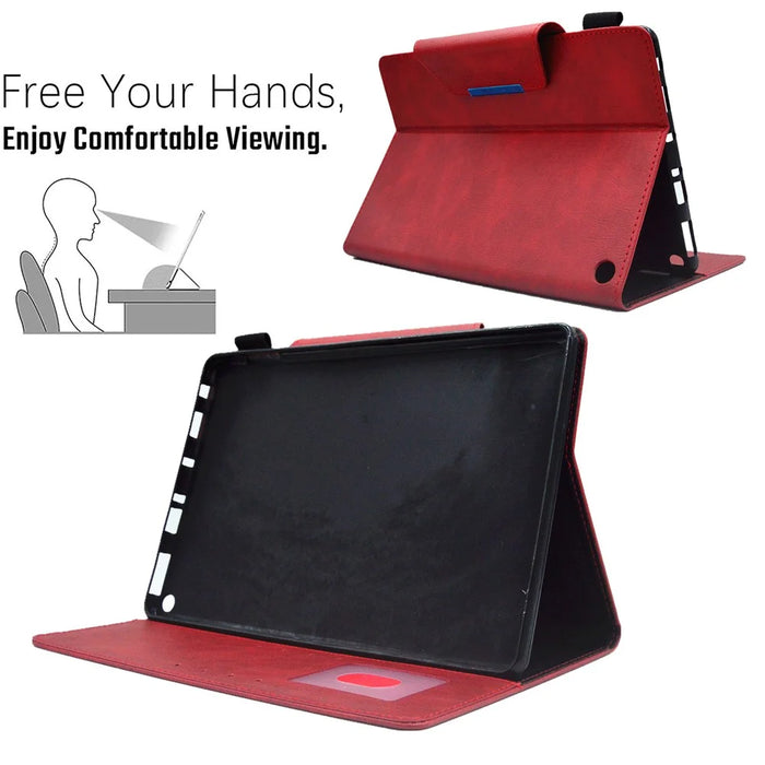 For Amazon Fire HD 8 (2020) / (2022) / 8 Plus (2022) / (2020) Leather Tablet Case Wallet Stand Slim Tablet Cover - Red - 6