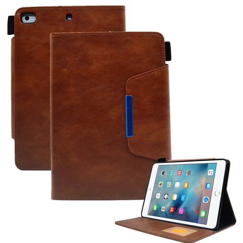 For iPad Mini / Mini 2 / 3 / 4 / (2019) 7.9 inch Wallet Stand Tablet Case Auto Wake / Sleep Leather Slim Tablet Cover - Brown - 1