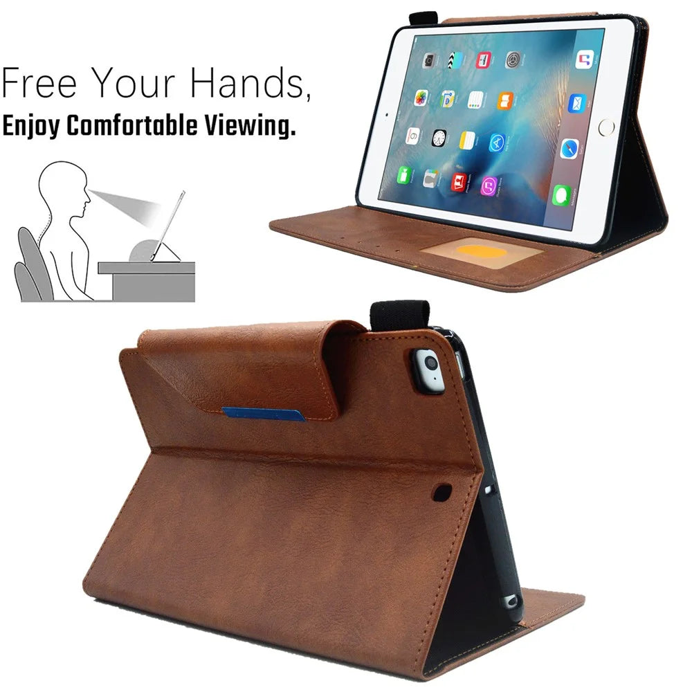 For iPad Mini / Mini 2 / 3 / 4 / (2019) 7.9 inch Wallet Stand Tablet Case Auto Wake / Sleep Leather Slim Tablet Cover - Brown - 6