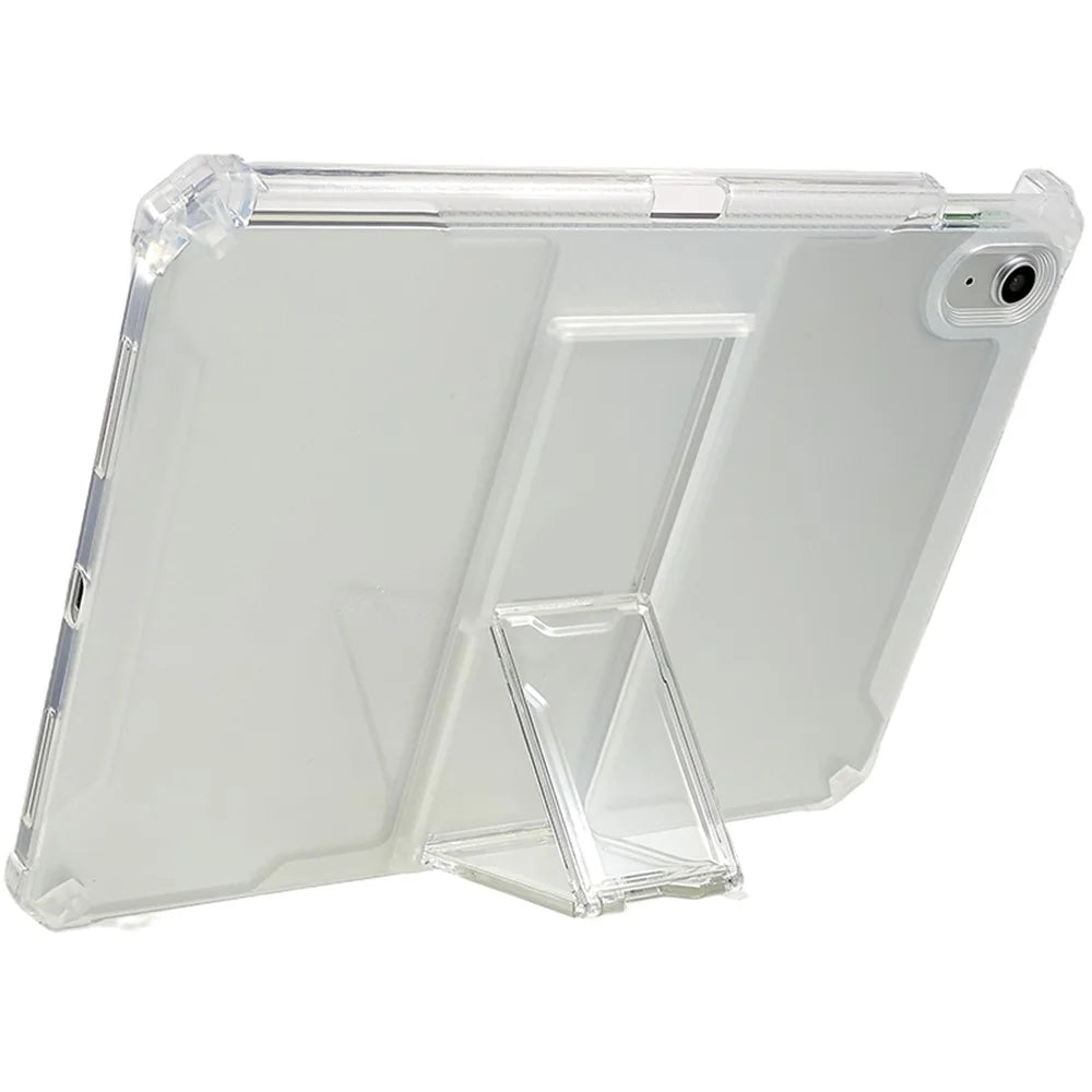 For iPad (2025) / 10.9 (2022) Tablet Case Kickstand Transparent TPU Anti-Drop Protective Tablet Cover - 4