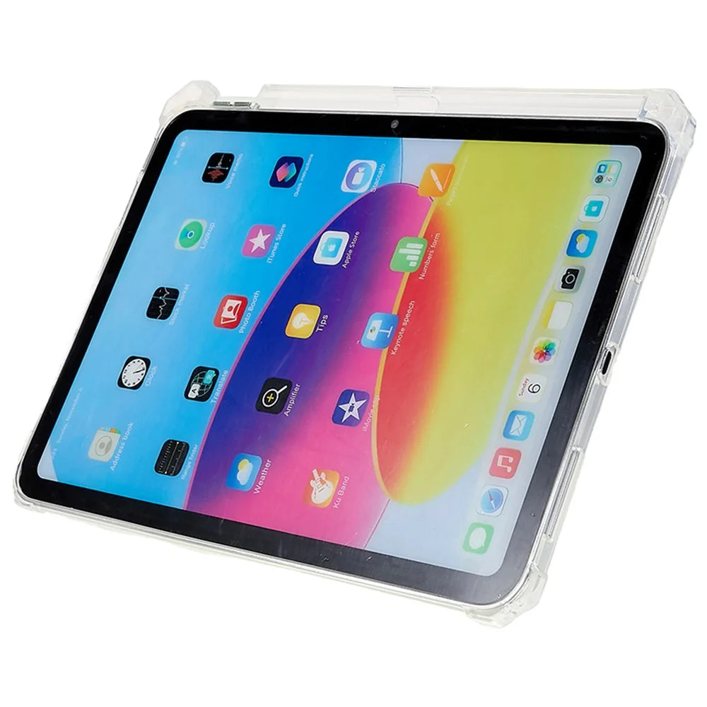 For iPad (2025) / 10.9 (2022) Tablet Case Kickstand Transparent TPU Anti-Drop Protective Tablet Cover - 6