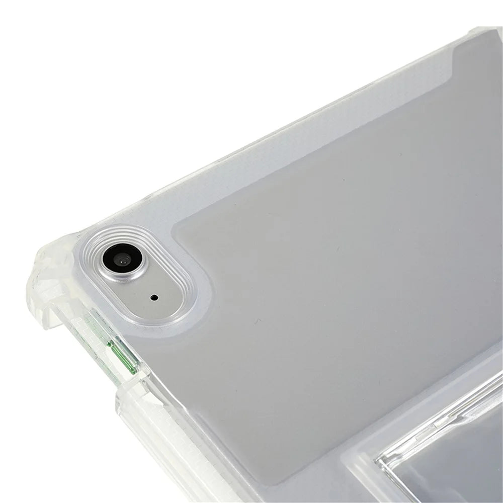 For iPad (2025) / 10.9 (2022) Tablet Case Kickstand Transparent TPU Anti-Drop Protective Tablet Cover - 7