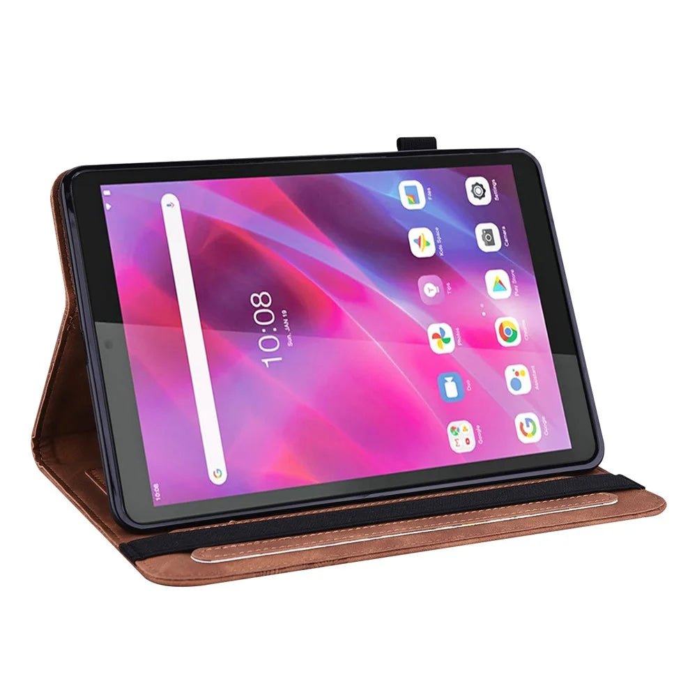 For Lenovo Tab M8 (4th Gen) 2024 TB-301XU / M8 (4th Gen) 2023 TB-300FU Leather Case Butterfly Imprinted Card Holder Stand Tablet Cover - Brown - 3