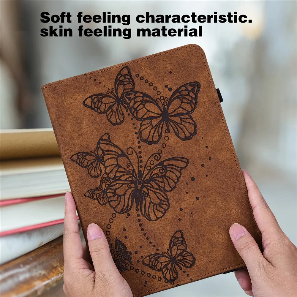 For Lenovo Tab M8 (4th Gen) 2024 TB-301XU / M8 (4th Gen) 2023 TB-300FU Leather Case Butterfly Imprinted Card Holder Stand Tablet Cover - Brown - 5