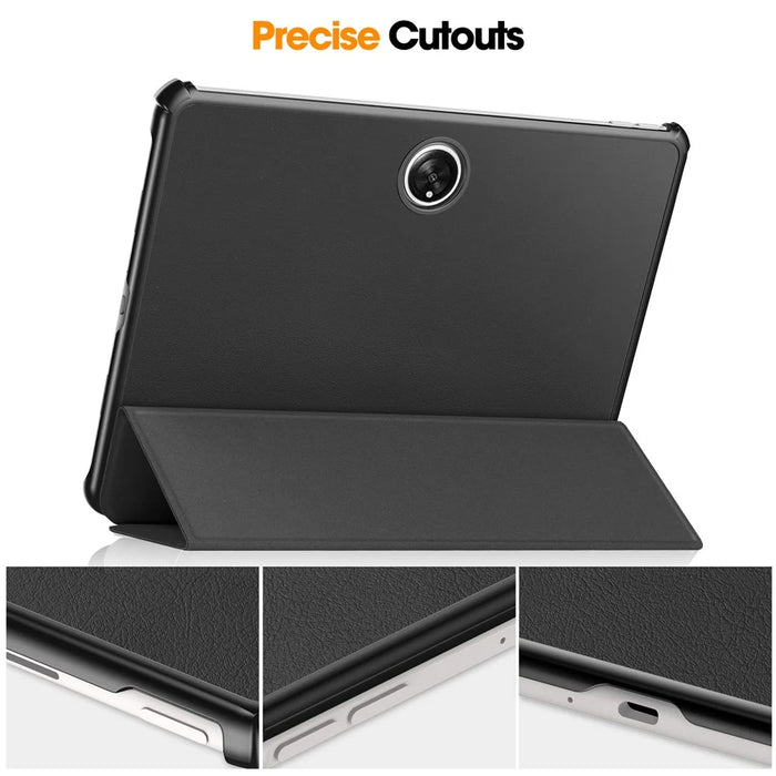 For OnePlus Pad Tri-fold Stand Tablet Case Auto Wake / Sleep Tablet Leather Cover - Black - 6