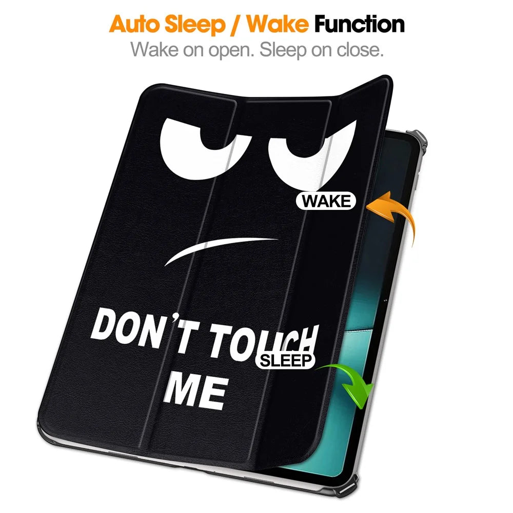 Pattern Printing Tablet Case for OnePlus Pad PU Leather Tri-fold Stand Anti-drop Tablet Cover - Don't Touch Me - 3