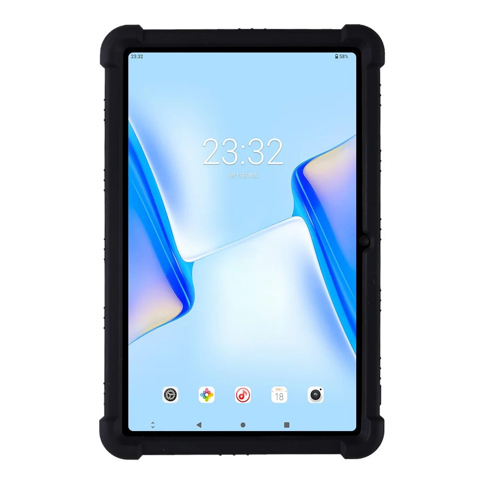 For Blackview Tab 7 Drop-proof Silicone Tablet Cover Kickstand Design Soft Protective Case - Black - 2