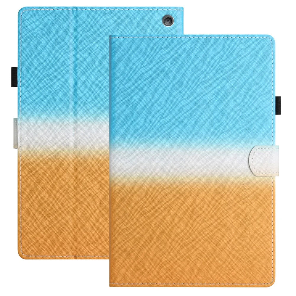 For Amazon Fire HD 10 (2021) / HD 10 Plus (2021) Protective Case Tablet PU Leather Cover with Card Holder - Blue Orange Gradient - 1