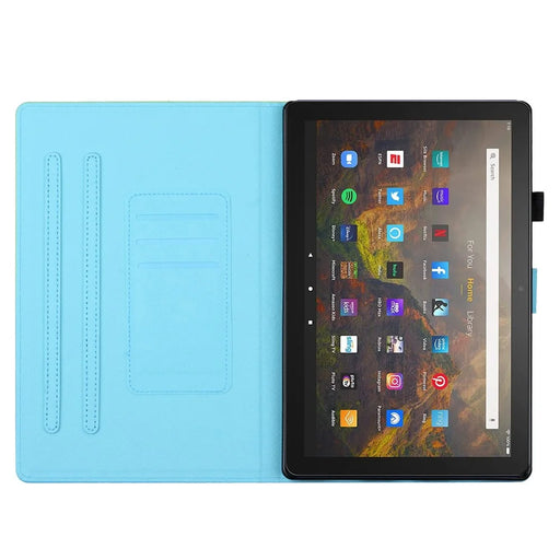 For Amazon Fire HD 10 (2021) / HD 10 Plus (2021) Protective Case Tablet PU Leather Cover with Card Holder - Blue Orange Gradient - 2