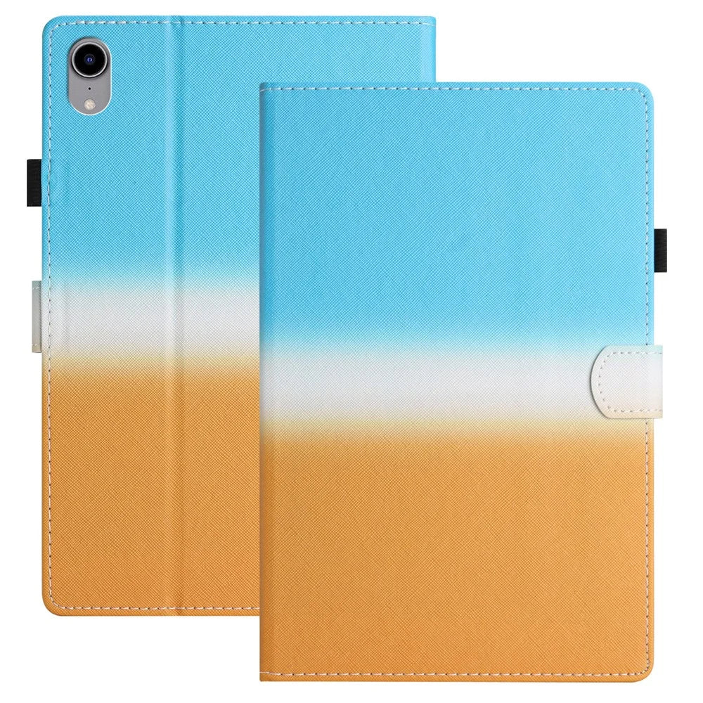 PU Leather Cover for iPad mini (2024) / mini (2021) Case Anti-Scratch Shockproof Tablet Shell with Card Holder - Blue Orange Gradient - 1