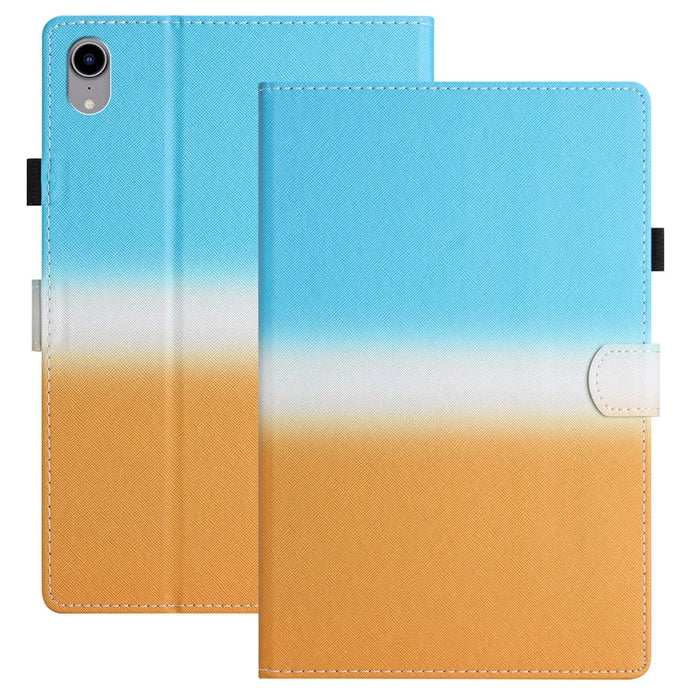PU Leather Cover for iPad mini (2024) / mini (2021) Case Anti-Scratch Shockproof Tablet Shell with Card Holder - Blue Orange Gradient - 1
