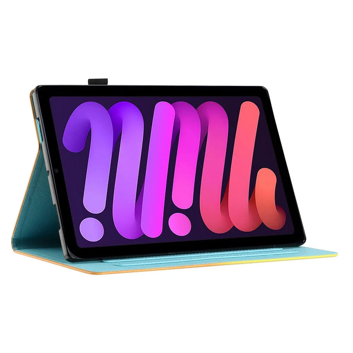 PU Leather Cover for iPad mini (2024) / mini (2021) Case Anti-Scratch Shockproof Tablet Shell with Card Holder - Blue Orange Gradient - 3