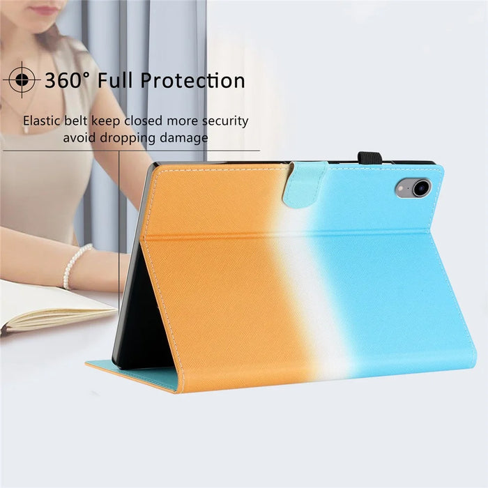 PU Leather Cover for iPad mini (2024) / mini (2021) Case Anti-Scratch Shockproof Tablet Shell with Card Holder - Blue Orange Gradient - 6
