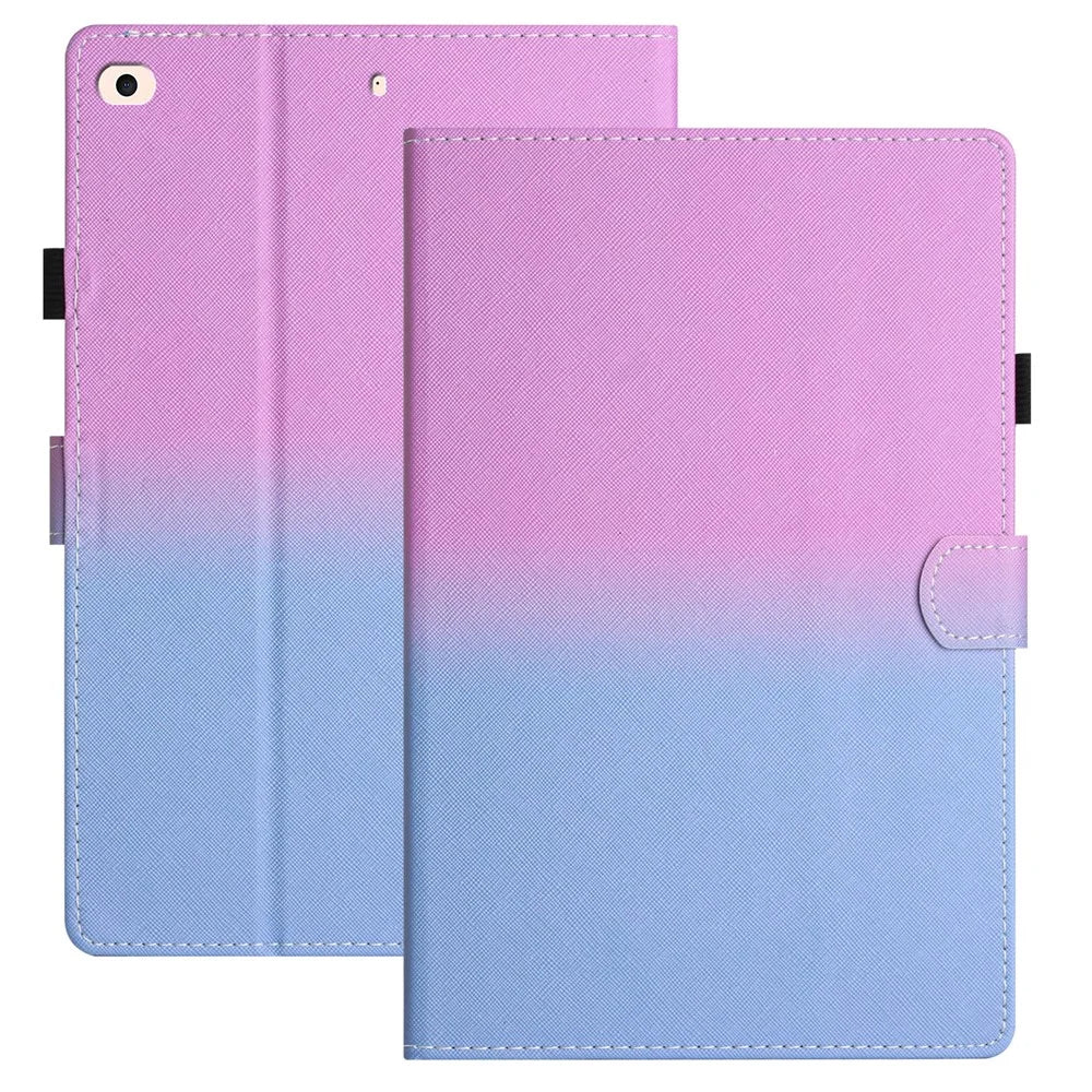 For iPad Air (2013) / Air 2 / iPad 9.7-inch (2017) / (2018) Tablet Case PU Leather Protective Cover with Card Holder - Purple Blue Gradient - 1