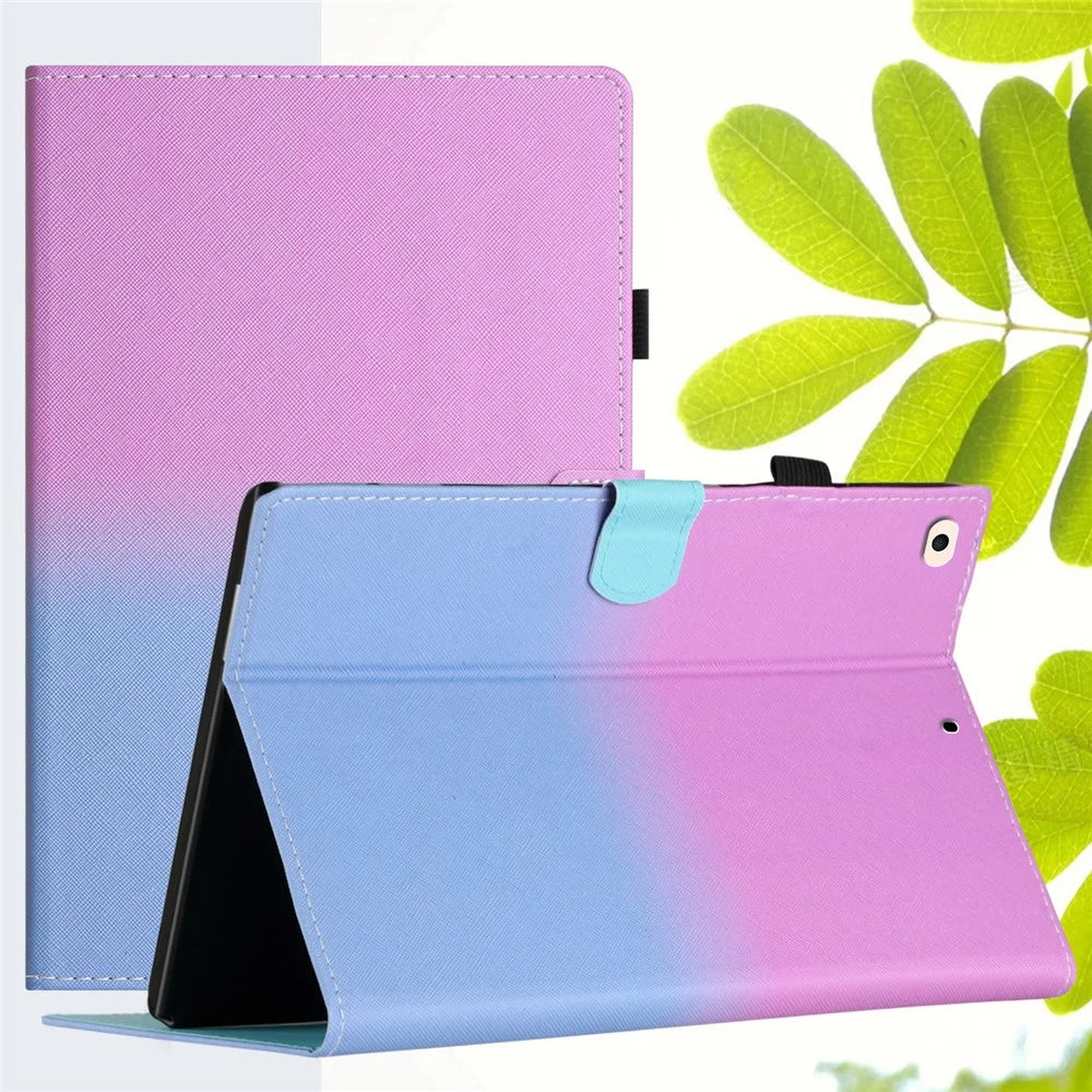 For iPad Air (2013) / Air 2 / iPad 9.7-inch (2017) / (2018) Tablet Case PU Leather Protective Cover with Card Holder - Purple Blue Gradient - 7
