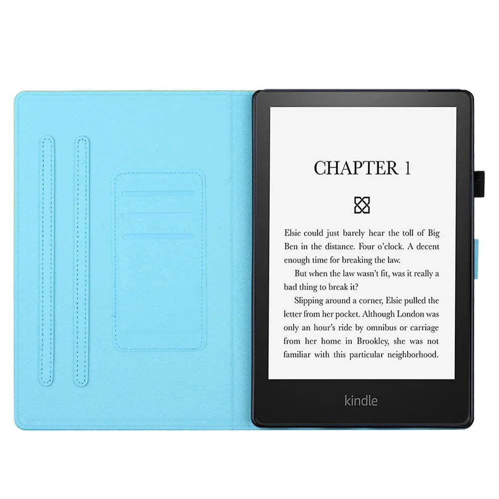 For Amazon Kindle 11th Gen (2022) Stitching Lines Gradient PU Leather Stand Cover Card Holder Tablet Case - Purple / Blue - 2