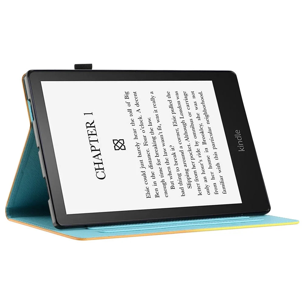 For Amazon Kindle 11th Gen (2022) Stitching Lines Gradient PU Leather Stand Cover Card Holder Tablet Case - Purple / Blue - 3