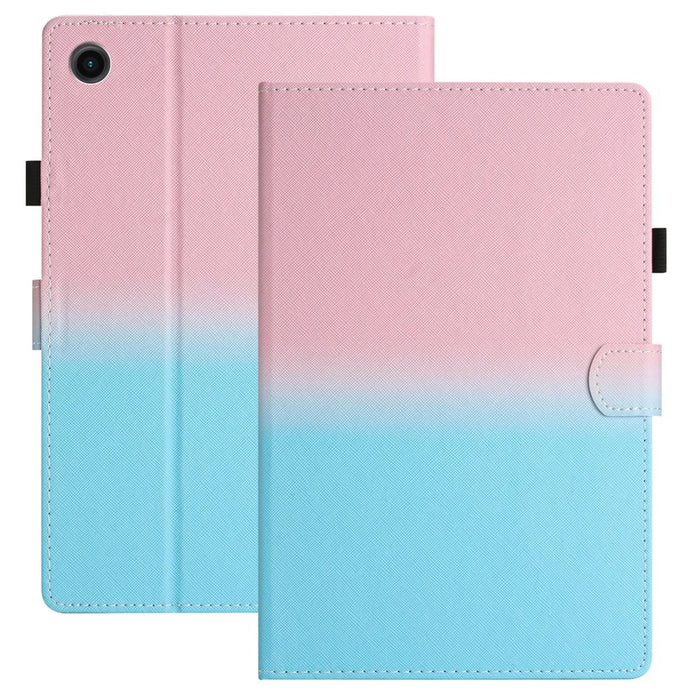 For Lenovo Tab M10 Plus (3rd Gen) / Xiaoxin Pad 2022 10.6 inch Gradient Color Leather Tablet Stand Case Stitching Lines Cover - Pink / Blue - 1
