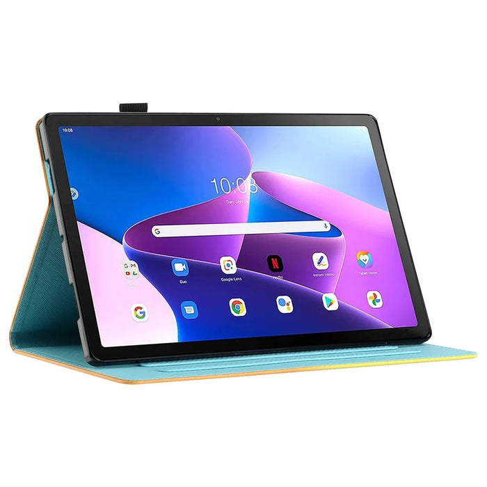 For Lenovo Tab M10 Plus (3rd Gen) / Xiaoxin Pad 2022 10.6 inch Gradient Color Leather Tablet Stand Case Stitching Lines Cover - Pink / Blue - 3