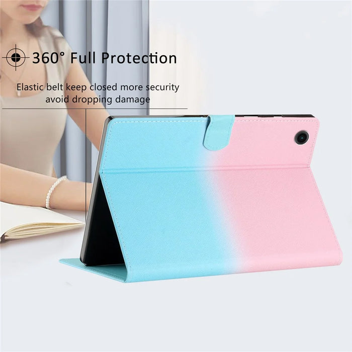 For Lenovo Tab M10 Plus (3rd Gen) / Xiaoxin Pad 2022 10.6 inch Gradient Color Leather Tablet Stand Case Stitching Lines Cover - Pink / Blue - 6