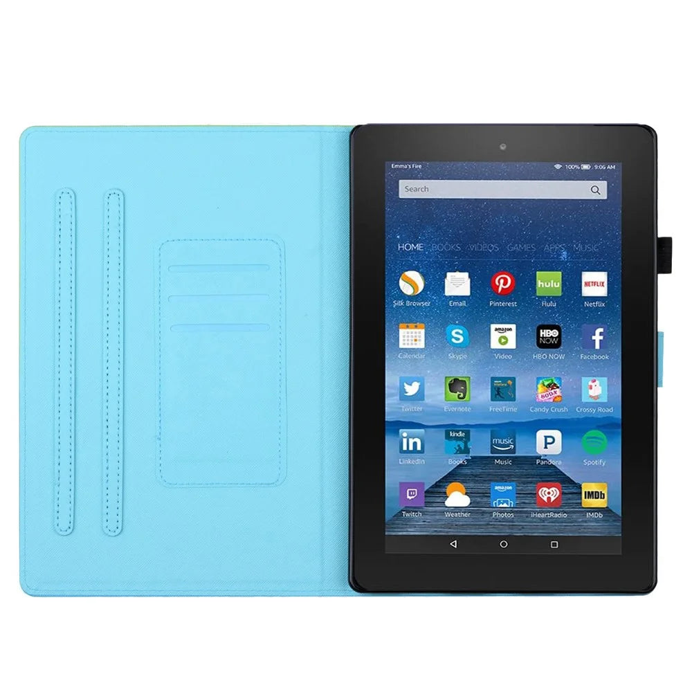 For Amazon Fire HD 8 (2022) / Fire HD 8 Plus (2022) / Fire HD 8 (2020) Stitching Lines Gradient Leather Tablet Stand Case - Blue / Rose - 2