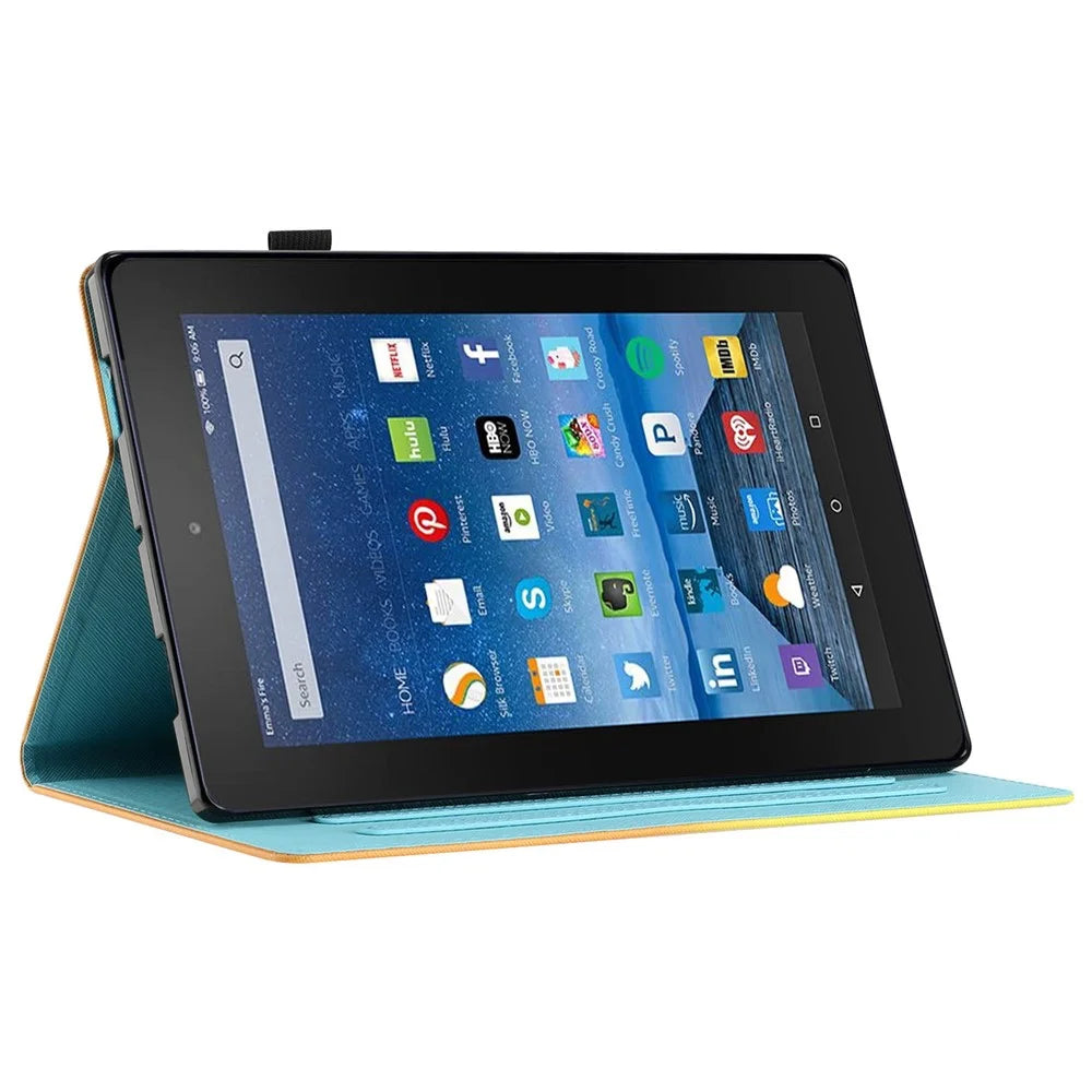 For Amazon Fire HD 8 (2022) / Fire HD 8 Plus (2022) / Fire HD 8 (2020) Stitching Lines Gradient Leather Tablet Stand Case - Blue / Rose - 3