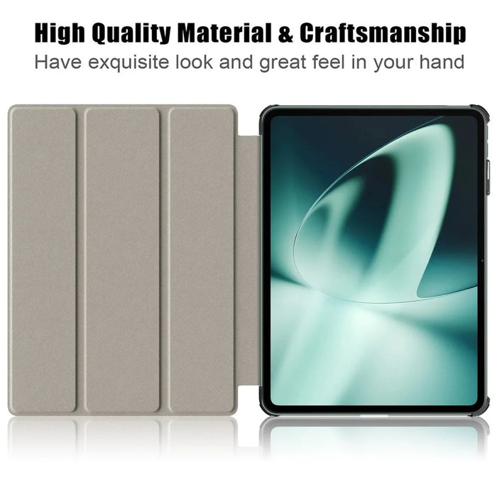 Leather Tablet Case for OnePlus Pad / Oppo Pad 2 Tri-fold Stand Tablet Cover with Auto Wake / Sleep - Black - 2