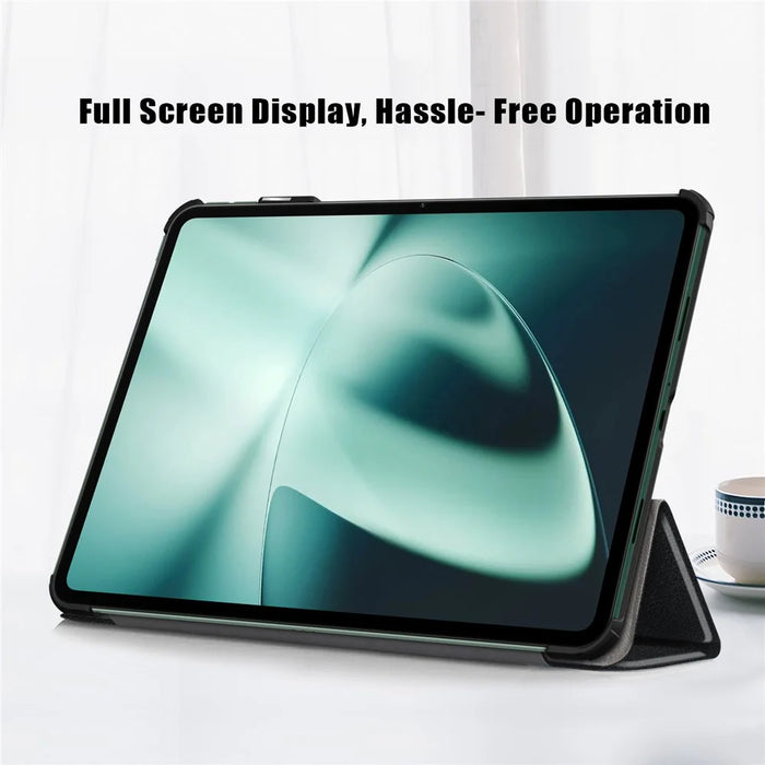 Leather Tablet Case for OnePlus Pad / Oppo Pad 2 Tri-fold Stand Tablet Cover with Auto Wake / Sleep - Black - 3