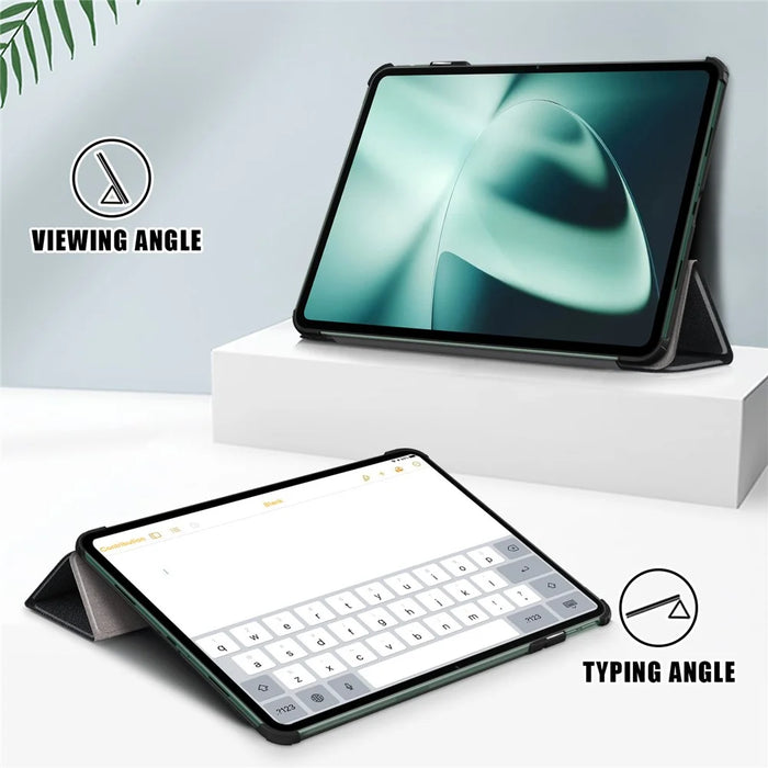 Leather Tablet Case for OnePlus Pad / Oppo Pad 2 Tri-fold Stand Tablet Cover with Auto Wake / Sleep - Black - 4