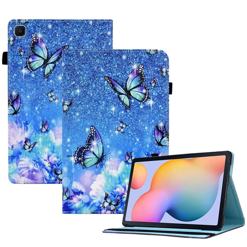 For Samsung Galaxy Tab S6 Lite (2024) / S6 Lite (2022) / S6 Lite (2020) Pattern Printing Tablet Stand Case Leather Cover - Flower and Butterfly - 1