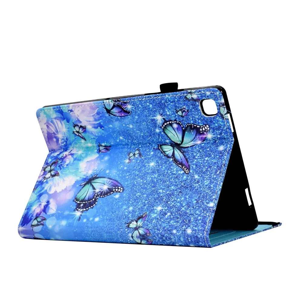 For Samsung Galaxy Tab S6 Lite (2024) / S6 Lite (2022) / S6 Lite (2020) Pattern Printing Tablet Stand Case Leather Cover - Flower and Butterfly - 4