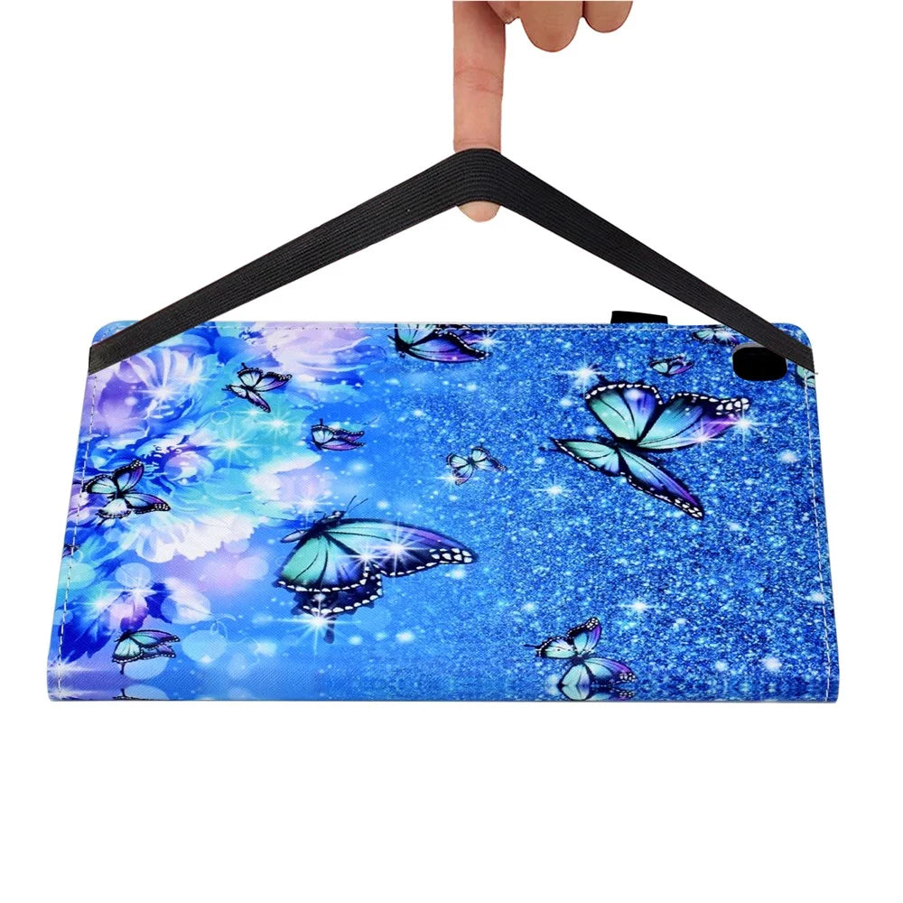 For Samsung Galaxy Tab S6 Lite (2024) / S6 Lite (2022) / S6 Lite (2020) Pattern Printing Tablet Stand Case Leather Cover - Flower and Butterfly - 5