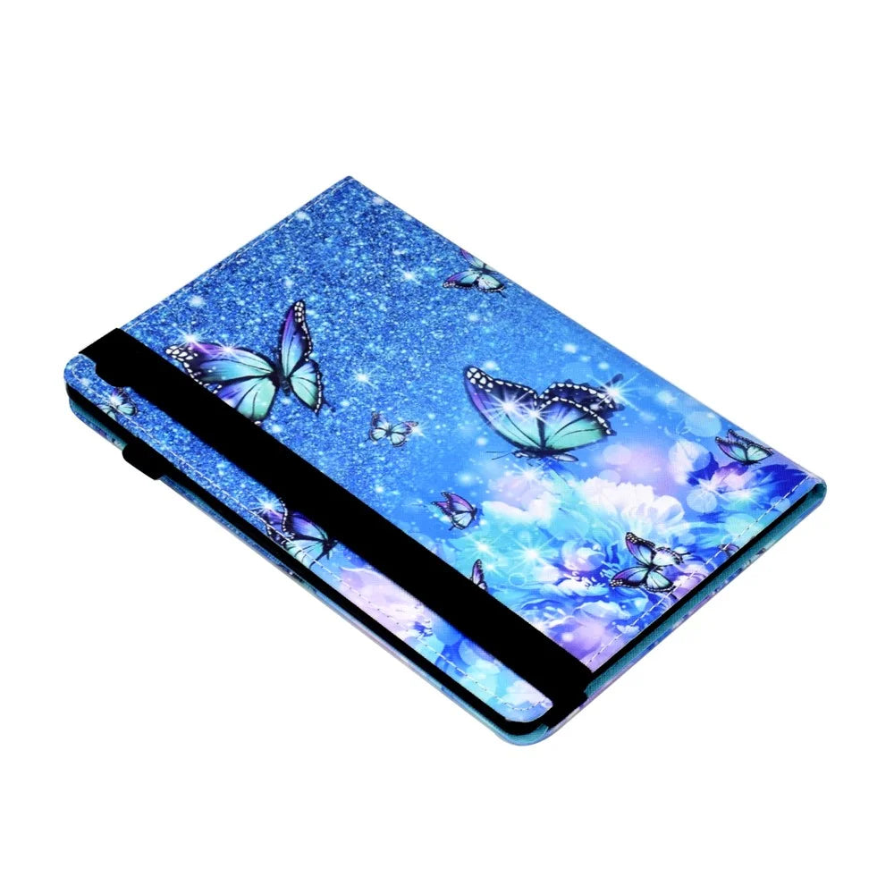 For Samsung Galaxy Tab S6 Lite (2024) / S6 Lite (2022) / S6 Lite (2020) Pattern Printing Tablet Stand Case Leather Cover - Flower and Butterfly - 6