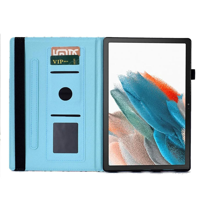 For Samsung Galaxy Tab A8 10.5 (2021) / (2022) Anti-Scratch Tablet Stand Case Pattern Printing Leather Cover with Elastic Band - Wavy Pattern - 2