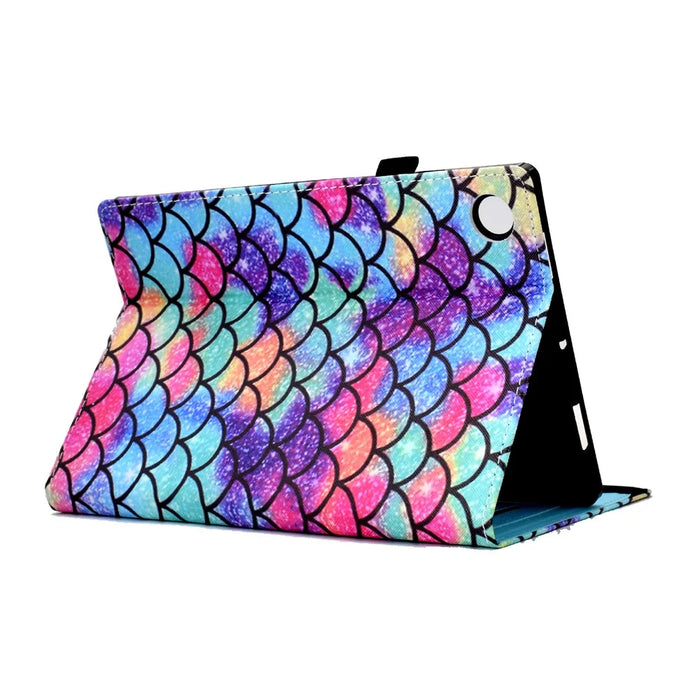 For Samsung Galaxy Tab A8 10.5 (2021) / (2022) Anti-Scratch Tablet Stand Case Pattern Printing Leather Cover with Elastic Band - Wavy Pattern - 4