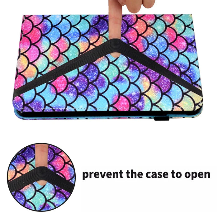 For Samsung Galaxy Tab A8 10.5 (2021) / (2022) Anti-Scratch Tablet Stand Case Pattern Printing Leather Cover with Elastic Band - Wavy Pattern - 6