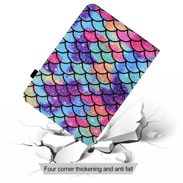 For Samsung Galaxy Tab A8 10.5 (2021) / (2022) Anti-Scratch Tablet Stand Case Pattern Printing Leather Cover with Elastic Band - Wavy Pattern - 7