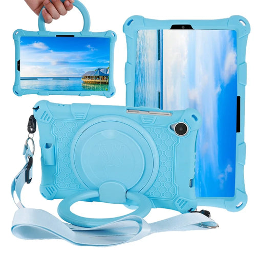 For Lenovo Tab M8 (4th Gen) 2024 TB-301XU / M8 (4th Gen) 2023 TB-300FU PC + Silicone Tablet Case Kickstand Cover - Blue - 1