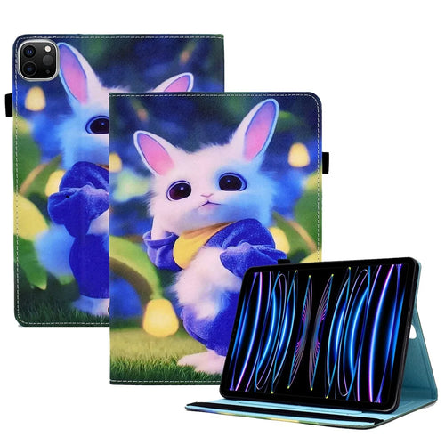 For iPad Air 11 (2026) / (2025) / (2024) / Pro 11 (2018) / (2020) / Air (2020) / (2022) Tablet Case PU Leather Stand - Cute Rabbit - 1