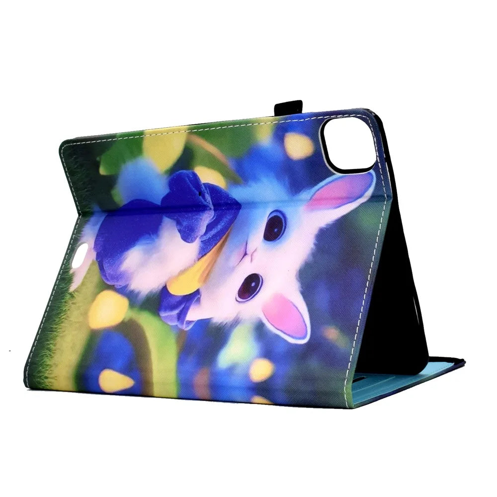 For iPad Air 11 (2026) / (2025) / (2024) / Pro 11 (2018) / (2020) / Air (2020) / (2022) Tablet Case PU Leather Stand - Cute Rabbit - 4