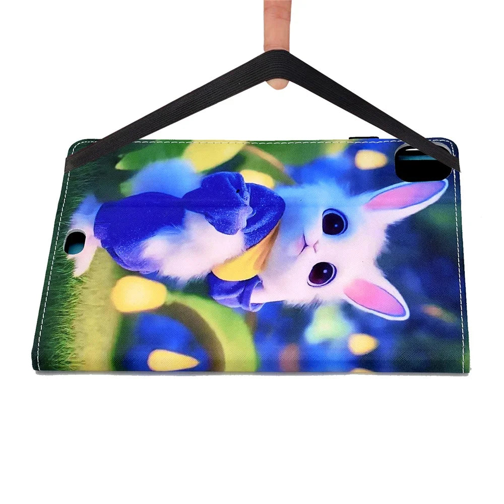 For iPad Air 11 (2026) / (2025) / (2024) / Pro 11 (2018) / (2020) / Air (2020) / (2022) Tablet Case PU Leather Stand - Cute Rabbit - 5